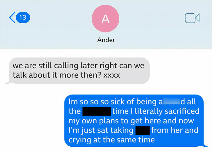 Text message exchange showing a heated conversation likely about refusing chemotherapy and its emotional impact. Text message exchange showing a heated conversation likely about refusing chemotherapy and its emotional impact.