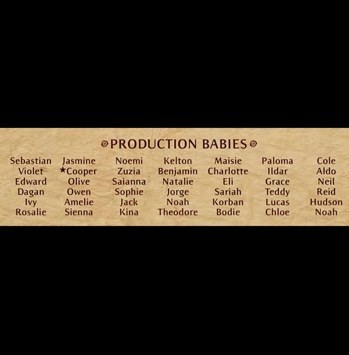 List of production babies names in a new Disney film generating backlash over heterosexual breeding propaganda. List of production babies names in a new Disney film generating backlash over heterosexual breeding propaganda.