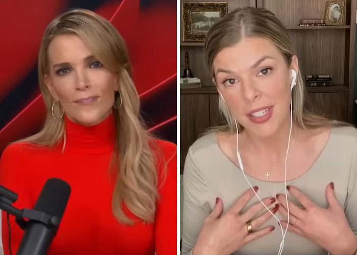 Megyn Kelly and Sydney Sweeney in a split-screen video discussion addressing pro-modesty and controversial fashion choices.
