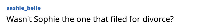 Comment on a social media post questioning Sophie's divorce filing amid Katy Perry and Justin Trudeau romance rumors.