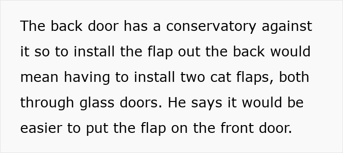 Man insists on installing a cat flap on front door while wife suspects it&rsquo;s actually for his pet fox.