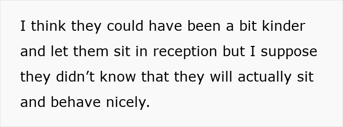 Text showing a comment about taking daughters to get nails done and their expected good behavior in the salon reception.