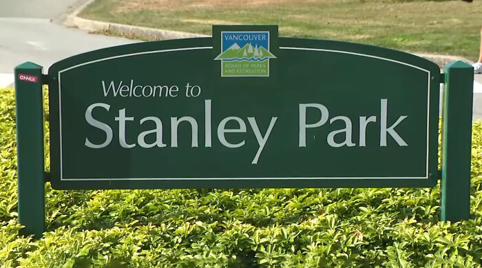 Welcome to Stanley Park sign in Vancouver, related to J.K. Rowling mocking Harry Potter event organizers apology to transgender community.
