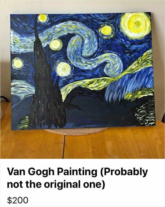 Van Gogh style painting listed for sale online humorously among unhinged things people thought they could sell.