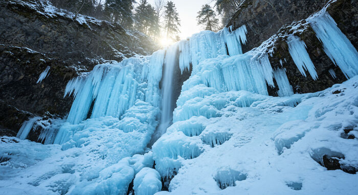 Frozen Waterfall That Looks Like Glass