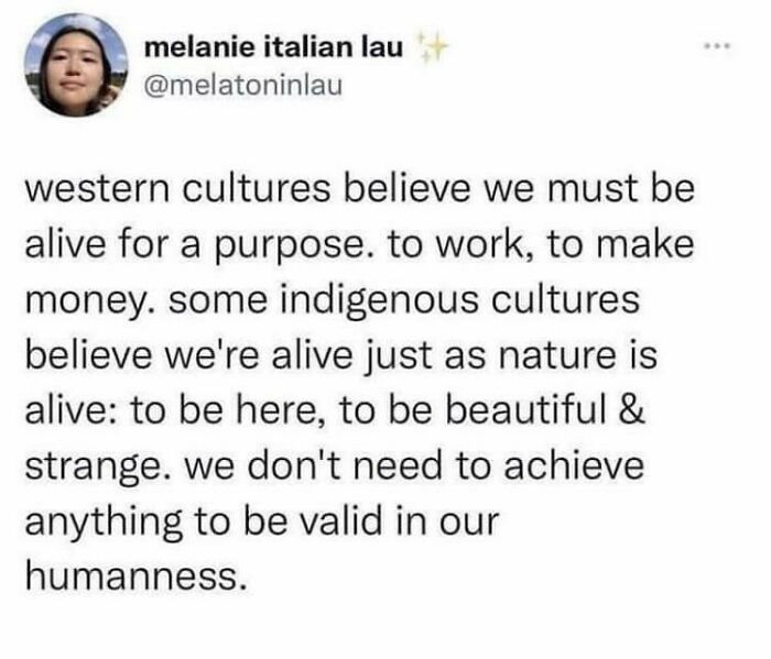 Social media post reflecting on happiness and humanness, emphasizing joy from the smallest things and different cultural beliefs.