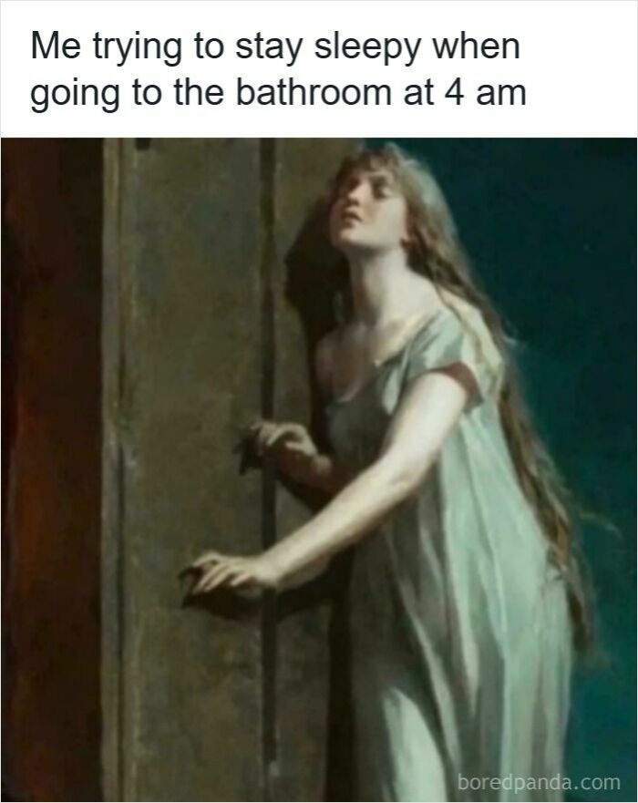 Tired woman in a flowing dress trying to stay sleepy at night, a relatable moment from specific moments in our lives.