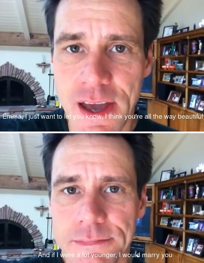 Close-up of a man making a funny face with text captions showing dialogue, a classic oopsie moment for the hall of fame.