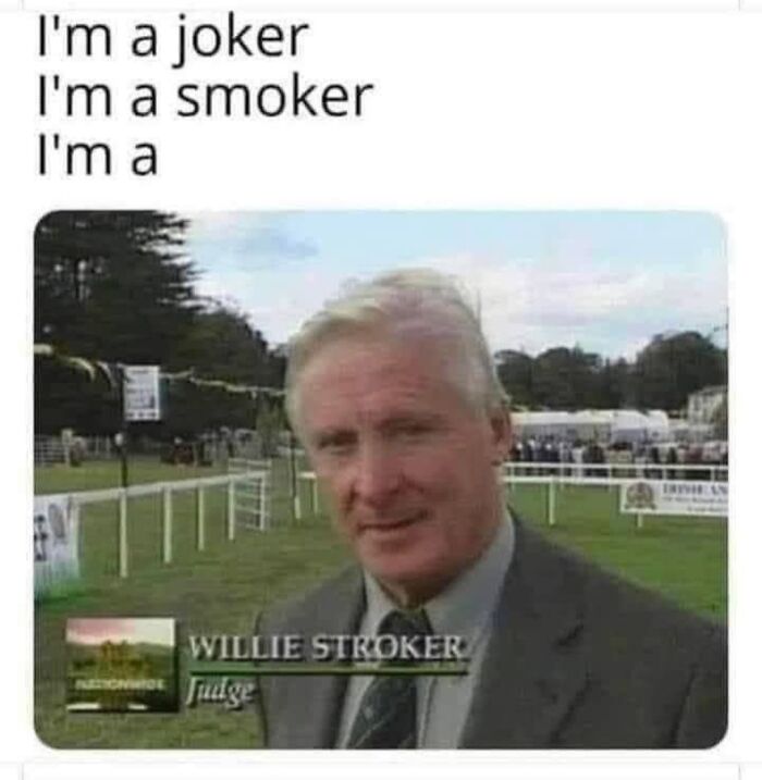 Man in a suit at outdoor event with caption referencing funny posts that became viral memes online.