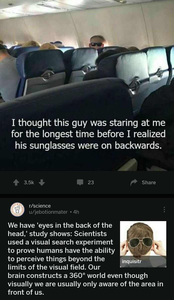 Man on a plane with sunglasses on backwards, creating a hilarious moment that became an instant meme.
