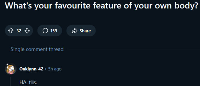 Screenshot of a social media post asking about favorite body features with comments, illustrating women’s brutal comebacks.