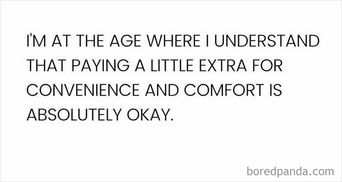 Text about understanding that paying extra for convenience and comfort is okay, providing a serotonin boost from daily pics.