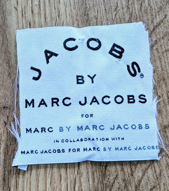 Clothing label with repeated brand name Marc Jacobs, an example of posts so hilarious they became instant memes.