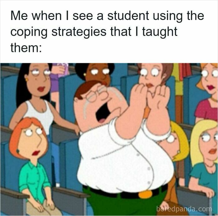 Cartoon character cheering in audience, illustrating funny memes for teachers who deserve a raise and a nap.