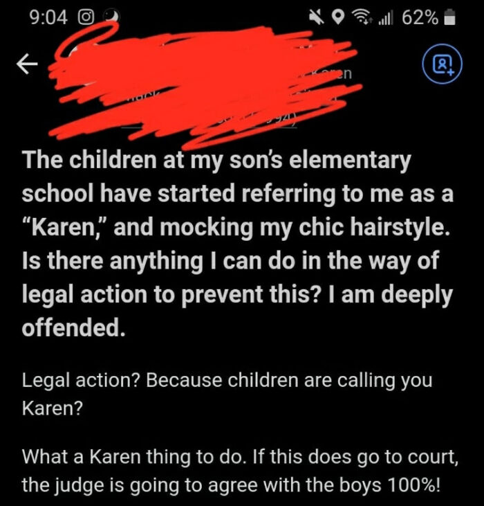 Text message about children outsmarting grown-ups by mocking a parent's hairstyle and nickname at school, showing kids' clever humor.