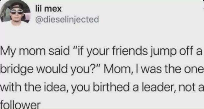 Text post showing a witty kid outsmarting grown-ups by claiming to be a leader, fitting kids outsmarting grown-ups theme.