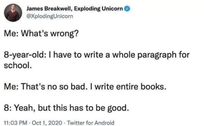 Text conversation showing a humorous exchange highlighting kids outsmarting grown-ups in entertaining ways.