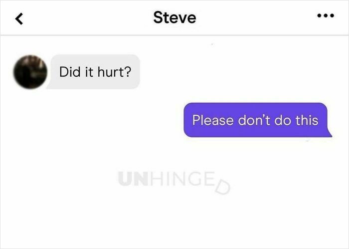 Text message exchange from dating apps showing a humorous and unhinged conversation between two people.