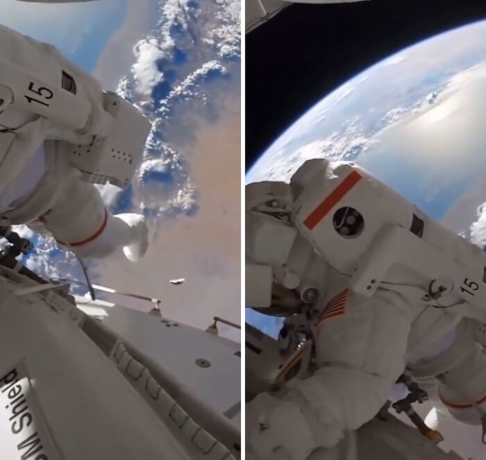Astronaut performing a spacewalk with Earth visible below, highlighting jobs that should pay more based on worker photos.