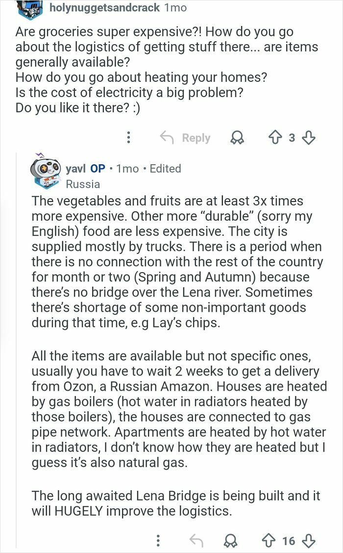 Person living in the coldest city in the world explains food prices, heating methods, and logistics challenges in daily life.