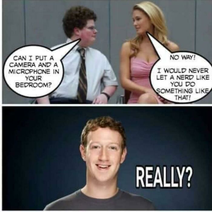 Meme showing a humorous conversation about privacy followed by a reaction image illustrating infuriating memes shared online.