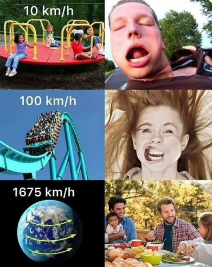 Humorous meme collage comparing speed effects on faces and body at different velocities, showcasing meme humor.