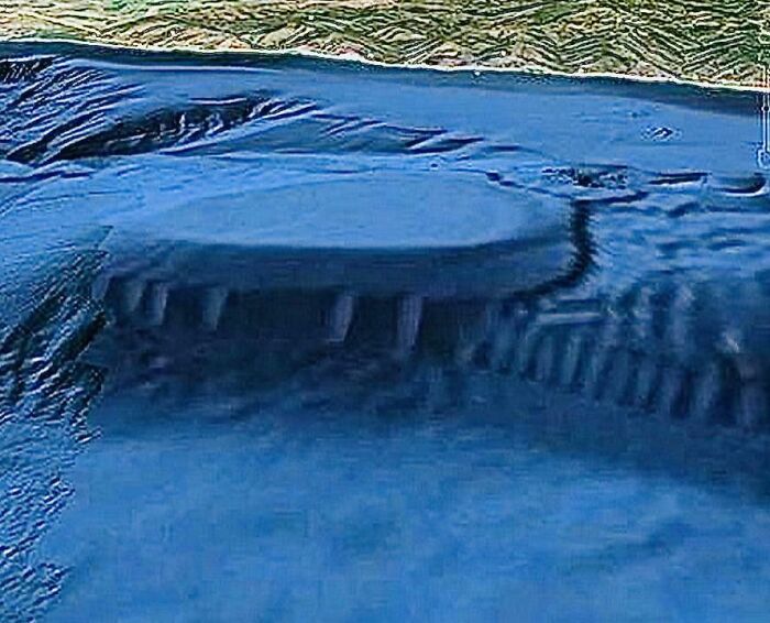Underwater terrain captured by Google Earth and Maps showing unexpected deep-sea formations and ridges.