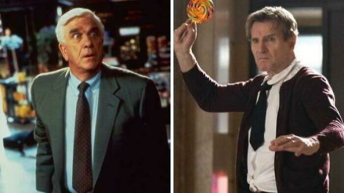 Two scenes from bad movies showing confused characters, highlighting confusing bad movie details shared by an online group.