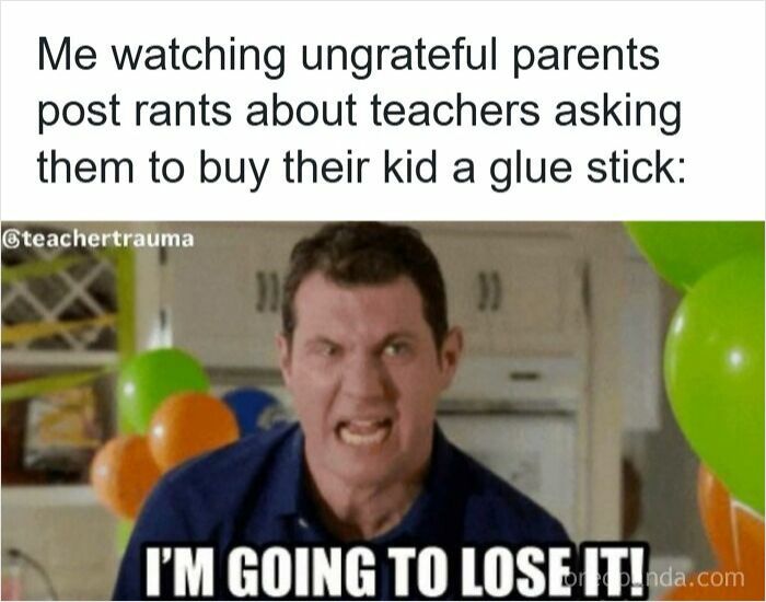 Angry man expressing frustration over ungrateful parents ranting about teachers, highlighting funny memes for teachers deserving a raise.