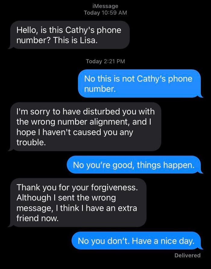 Text message exchange showing a witty and firm response to a scammer, highlighting clever scammer replies.