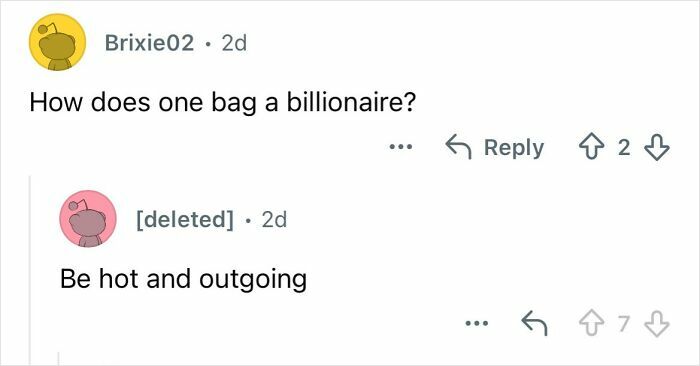 Screenshot of a social media comment thread discussing how to date a billionaire with lifestyle and personality advice.