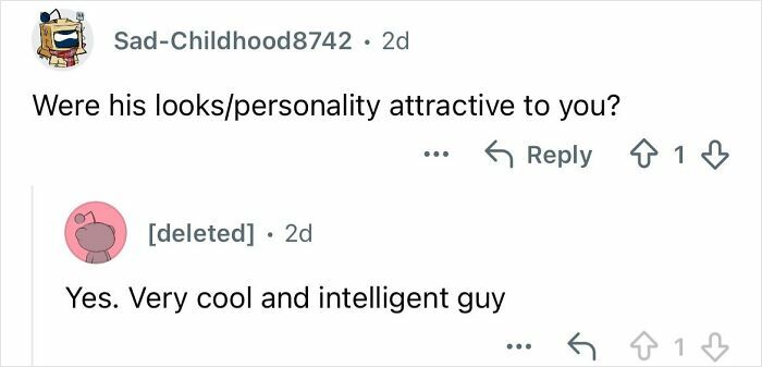 Screenshot of a conversation discussing attraction and personality while dating a billionaire 20 years older.