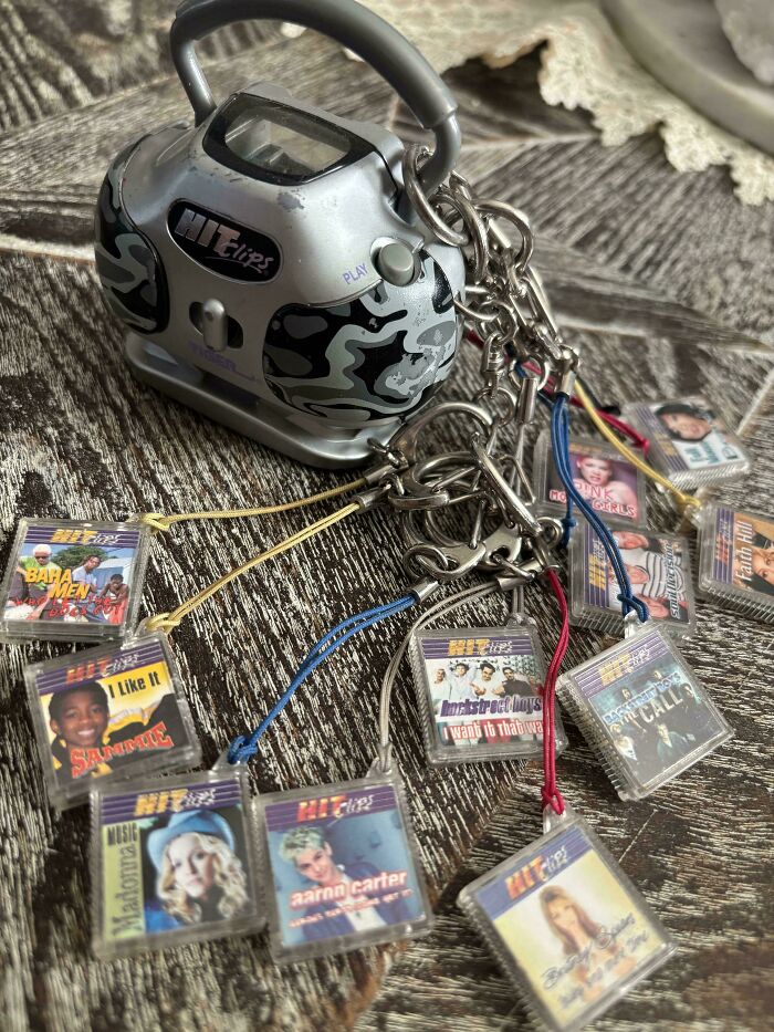 Vintage Hit Clips music player with keychain mini albums, a rare thrift store jackpot find for lucky shoppers.