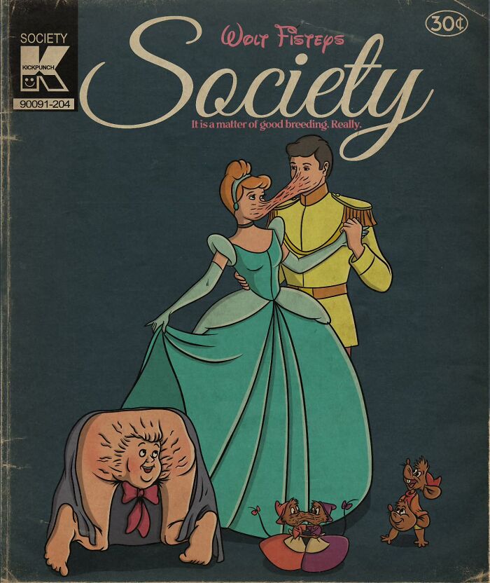 Classic cartoons reimagined as creepy horror scenes showing distorted characters in a dark, unsettling style.