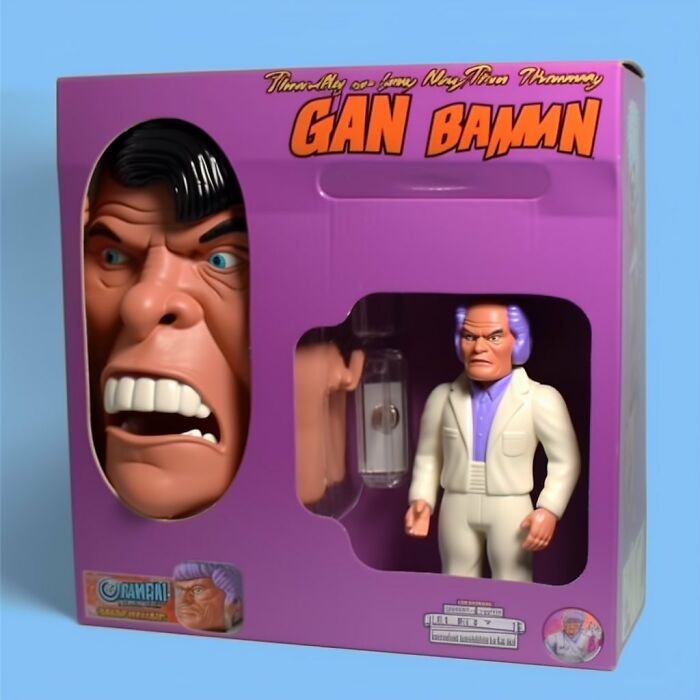 Creepy forbidden toys by Rosemberg featuring a menacing action figure and large angry face in purple packaging.
