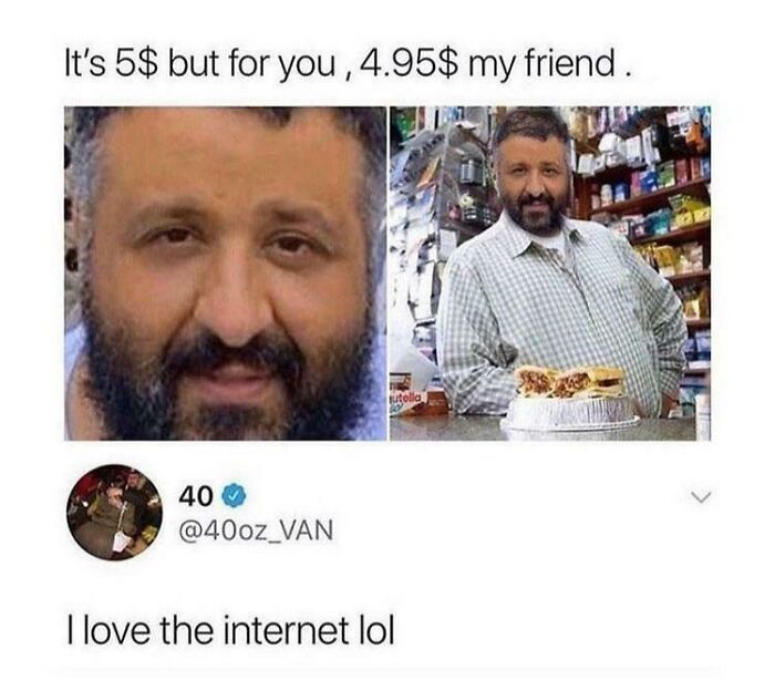 Man in a store humorously offering a discount, part of wild People of Walmart pics capturing quirky moments.