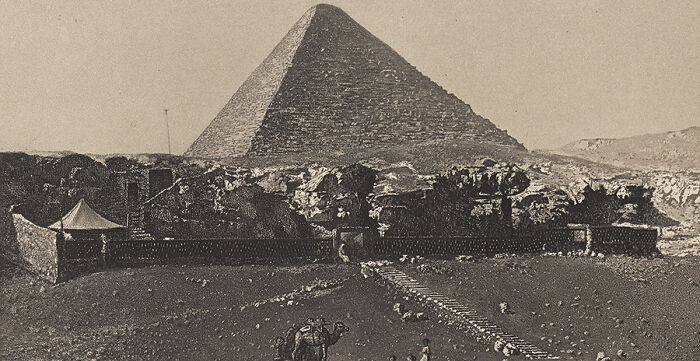 Ancient pyramid in an old cityscape showcasing what the world’s capitals looked like way before modern times.