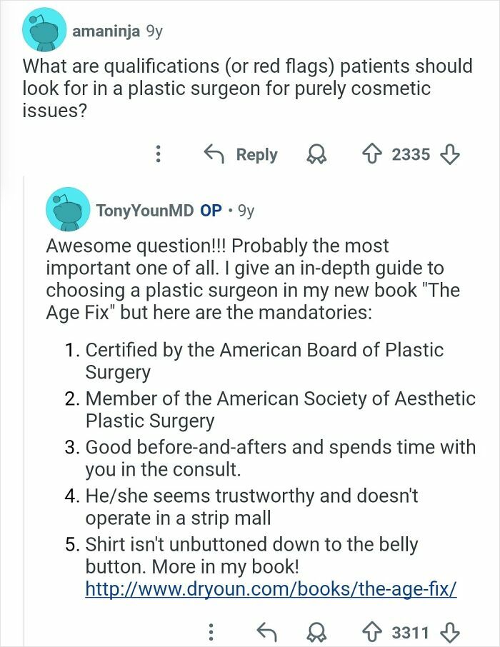 Reddit Q&A about qualifications to look for in a plastic surgeon, highlighting key cosmetic surgery insights from experts.