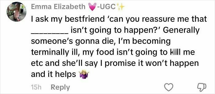 Screenshot of a woman&rsquo;s honest post about life with a boyfriend with OCD describing reassurance and coping.