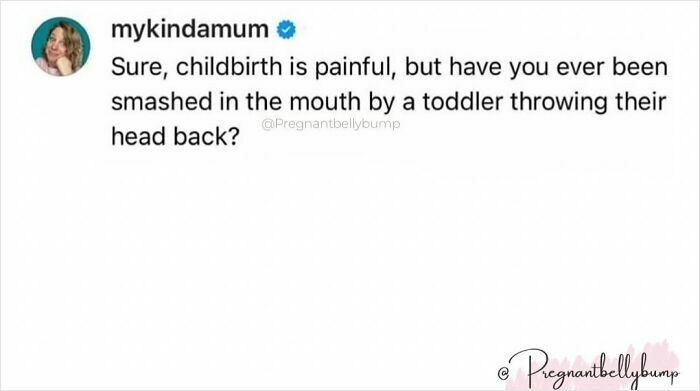 Parenting meme humor about the painful realities of toddlers, capturing the wild west of being a parent with funny truth.