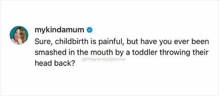 Parenting meme showing a humorous quote about the chaotic and painful moments of raising toddlers.