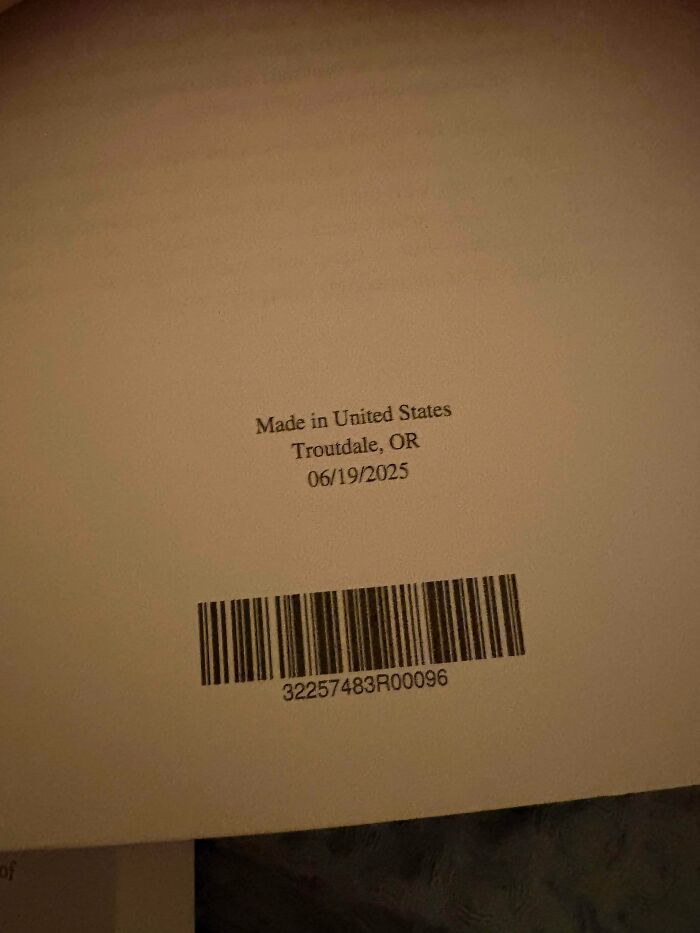 Barcode and manufacturing label with date and location details from an interesting group of unexplained things.