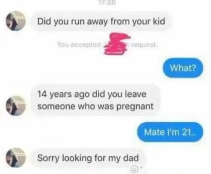 Text message exchange showing a sudden shocking realization, fitting the theme of posts that go from 0 to 100 real quick.