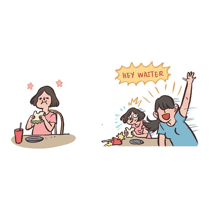 Malaysian artist comic shows life moments with tall geeky husband, capturing relatable everyday couple scenarios in a humorous style.