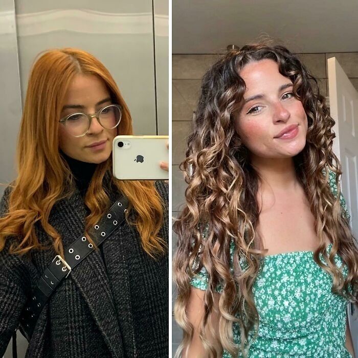 Side-by-side before-and-after photos showing stunning hair transformations and personal reinvention with different hairstyles and colors.