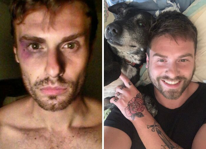 Side-by-side before and after photos showing a stunning personal transformation and complete reinvention.