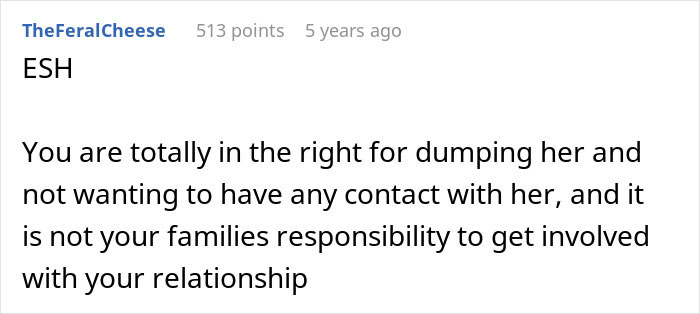 Commenter explaining why guy runs out the window after his mom&rsquo;s attempt to reconcile him and his ex fianc&eacute;.