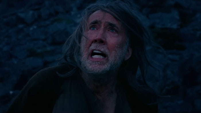 Nicolas Cage portraying Jesus' dad in a dark, dramatic scene from a new horror film sparking audience frenzy. Nicolas Cage portraying Jesus' dad in a dark, dramatic scene from a new horror film sparking audience frenzy.
