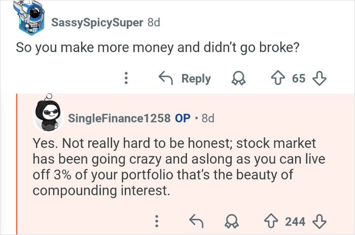 Screenshot of a social media conversation about managing money and investments after winning $7M in the lottery.