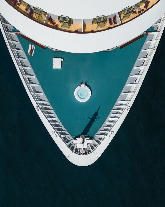 Aerial view of a ship's bow with a small pool, captured among the 1839 Awards winning photos in the 2025 contest.